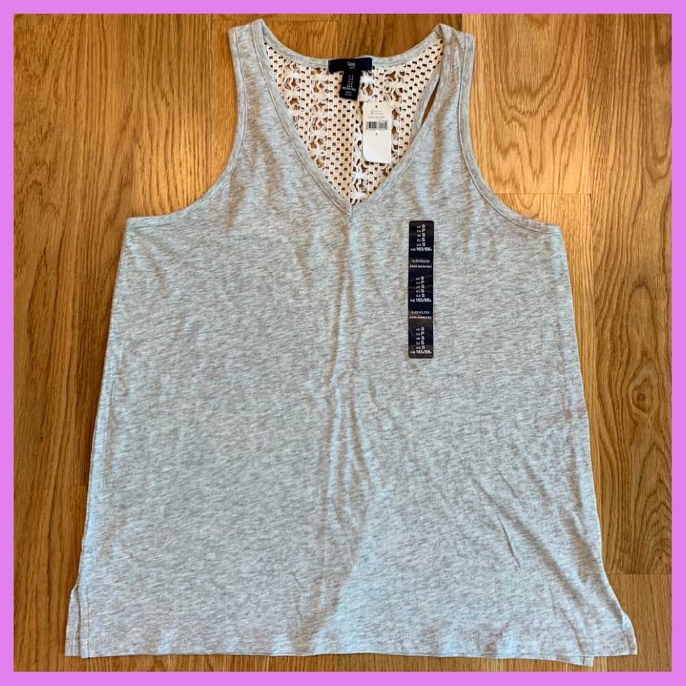 Gap Gray Crochet Racerback Tank Top Small NWT